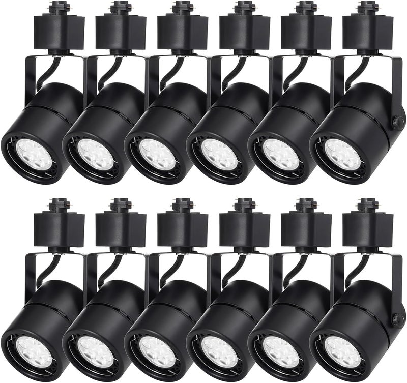 INTWELL 12 Pack LED Track Light Heads,7W H Type Track Lighting Heads for Ceiling Spotlight Wall Art Exhibition Lighting,Kitchen,Accent Task 4000K Neutral White 36°Angle Black Track (Black) - Image 1